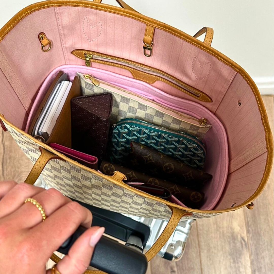 Handbag liner / bag organiser for the Neverfull MM Tote handmade by Handbag Angels UK.