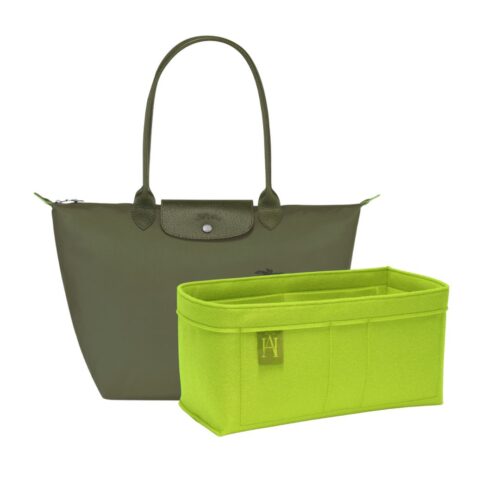 handbag angels bag organiser / handbag liner for the longchamp le pliage green L tote bag
